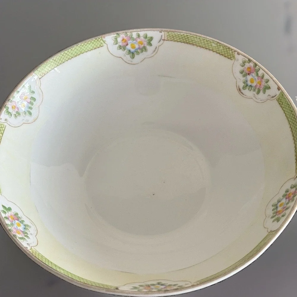Antique Hand Painted Nippon Serving China bowl floral 9